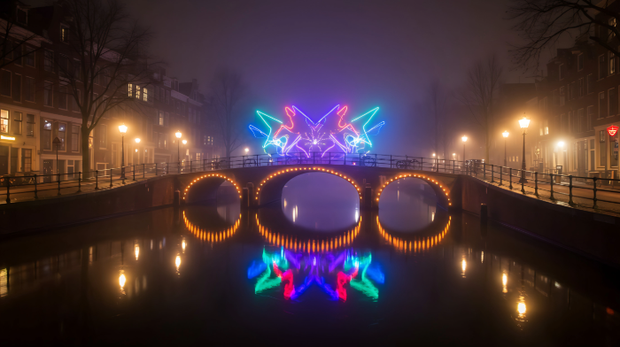 Star burst of light Amsterdam Light Festival  15 years of light art in Amsterdam (6)