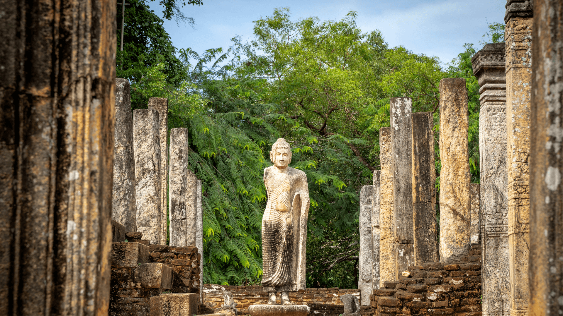 Stone Pillars Polonnaruwa Sri Lanka