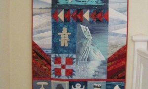 Gill Wiggins, UK. 'Baffin Island Memories' quilt made in 2007 after several visits to Pond Inlet, Baffin Island in the Canadian Arctic.
