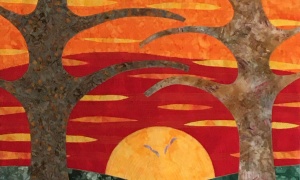 Herma de Ruiter, The Netherlands. 'Dos Arbolitos' (Two Little Trees). I made this wall-hanging for my parent's 60th wedding anniversary. It was inspired by a favourite song, dos arbolitos