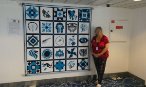 Jan Allston, East Sussex UK. 'Quilt No.1' A sampler quilt designed on a world cruise on MV  Columbus in 2018. Each block represents a place we visited.