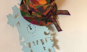 Sorcha Torrens, Bristol. 'Crazy Patchwork Top Hat' created during lockdown for my City & Guilds course and wore it for a Zoom virtual cream tea on VE day.  